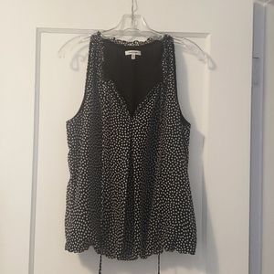 Max Studio black with white polka dots sleeveless blouse, size M